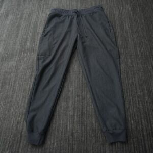 Mandala Medical Scrub Pants Gray Solid Unisex Woven Equa-Tek Drawstring Large